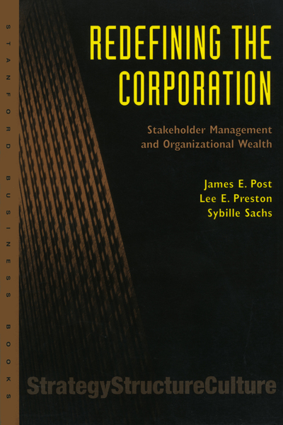 Cover of Redefining the Corporation by James E. Post, Lee E. Preston, and Sybille Sachs