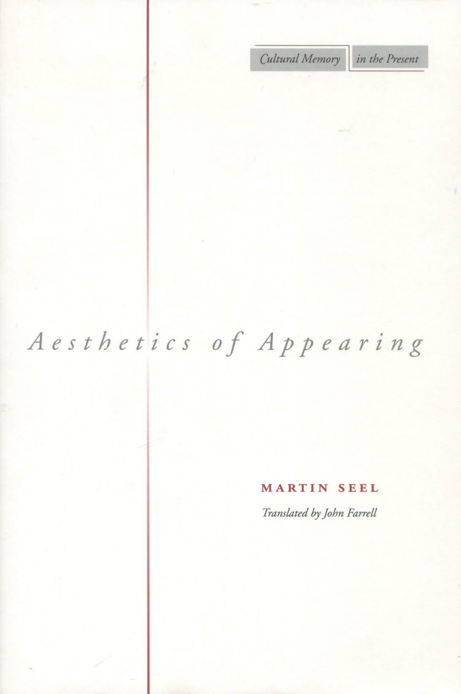 'Aesthetics of Appearing' Book Cover
